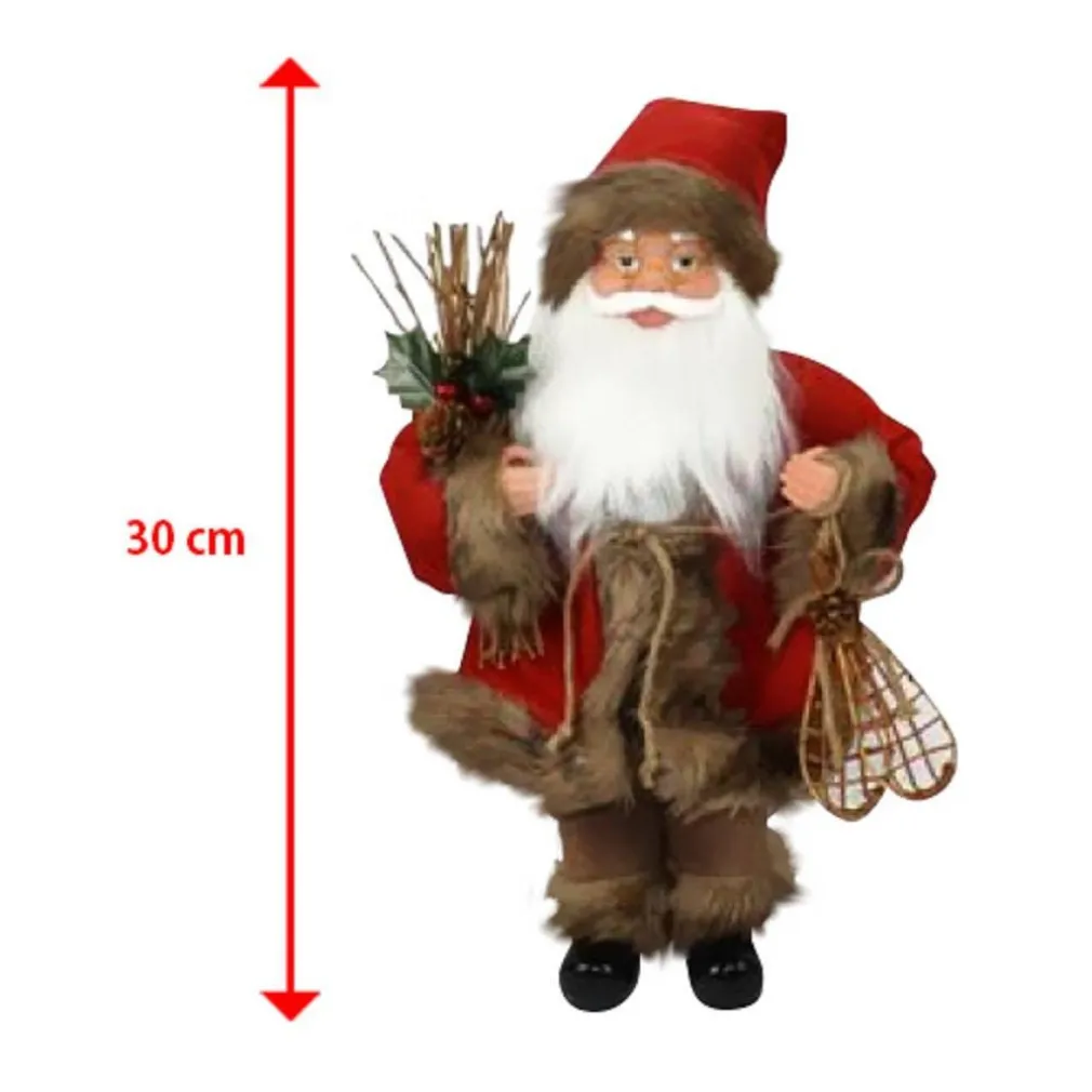 BABBO NATALE NORDICO IN PLASTICA VESTITI IN TESSUTO 30CM DECORAZIONE NATALIZIA