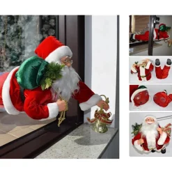 BABBO NATALE VOLANTE 70CM PER FINESTRA CON VENTOSE DECORAZIONI ADDOBBI NATALIZI