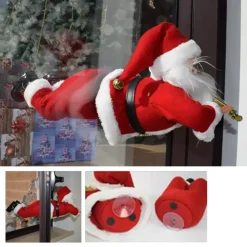 BABBO NATALE VOLANTE PER FINESTRA CON VENTOSE DECORAZIONI ADDOBBI NATALIZI 50CM