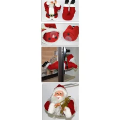 BABBO NATALE VOLANTE PER FINESTRA CON VENTOSE DECORAZIONI ADDOBBI NATALIZI 50CM