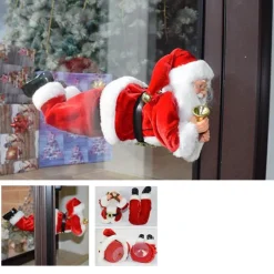 BABBO NATALE VOLANTE PER FINESTRA CON VENTOSE DECORAZIONI ADDOBBI NATALIZI 35CM