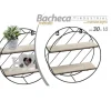BACHECA IN METALLO TONDA PARETE PORTA OGGETTI MENSOLE LEGNO 30X10CM NERO 832154