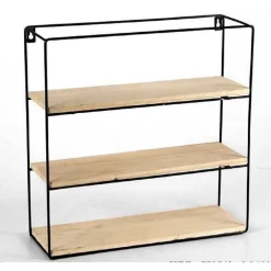 BACHECA PARETE IN METALLO SCAFFALE MENSOLE IN LEGNO LIBRERIA 40X12X40CM 773563