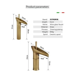 BAGNO LAVANDINO BIDET LAVABO MISCELATORE RUBINETTO OTTONE NERO ANTICO CASCATA