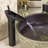 BAGNO LAVANDINO LAVABO MISCELATORE RUBINETTO OTTONE NERO CASCATA BASSO