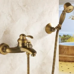 BAGNO MISCELATORE ESTERNO DOCCIA A PARETE DOCCETTA OTTONE RUBINETTO VINTAGE