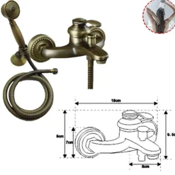 BAGNO MISCELATORE ESTERNO DOCCIA A PARETE DOCCETTA OTTONE RUBINETTO VINTAGE