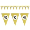 BANDIERINE FESTA COMPLEANNO ANNIVERSARI SET 10PZ TRIANGOLARI FESTONE ORO 40 ANNI