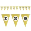 BANDIERINE FESTA COMPLEANNO ANNIVERSARI SET 10PZ TRIANGOLARI FESTONE ORO 30 ANNI