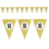 BANDIERINE FESTA COMPLEANNO ANNIVERSARI SET 10PZ TRIANGOLARI FESTONE ORO 18 ANNI