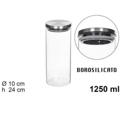 BARATTOLO 1250 ML SOTTOVUOTO ALIMENTI IN VETRO TRASPARENTE CEREALI SNACK CUCINA