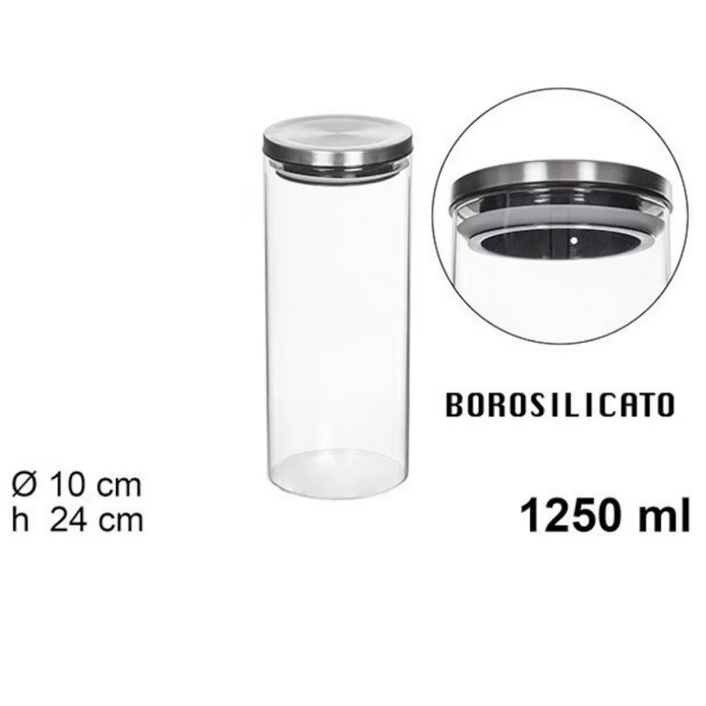 BARATTOLO 1250 ML SOTTOVUOTO ALIMENTI IN VETRO TRASPARENTE CEREALI SNACK CUCINA