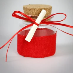 BARATTOLO AMPOLLA VETRO CON TAPPO SUGHERO PORTACONFETTI BOMBONIERA LAUREA ROSSO