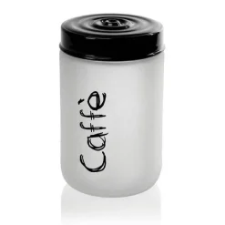 BARATTOLO CAFFÈ CONTENITORE VETRO SATINATO COPERCHIO NERO 660 ML 15X9CM 833274