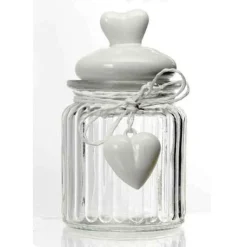 BARATTOLO CONTENITORE CON CUORE BIANCO IN VETRO UTILISSIMI 13 CM 300 ML 681929