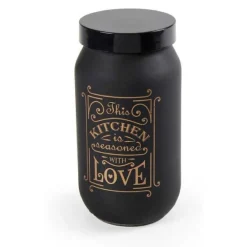BARATTOLO CONTENITORE CUCINA VETRO SATINATO NERO 1000ML 19CM KITCHEN LOVE 833359