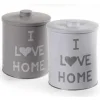 BARATTOLO CONTENITORE IN LATTA CUCINA TONDA ASSORTITI I LOVE HOME 14X18CM 710506