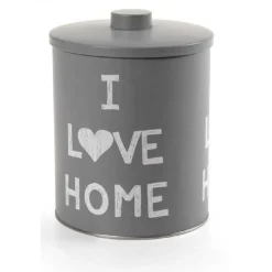 BARATTOLO CONTENITORE IN LATTA CUCINA TONDA ASSORTITI I LOVE HOME 14X18CM 710506