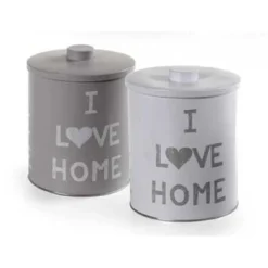 BARATTOLO CONTENITORE IN LATTA CUCINA TONDA ASSORTITI I LOVE HOME 14X18CM 710506