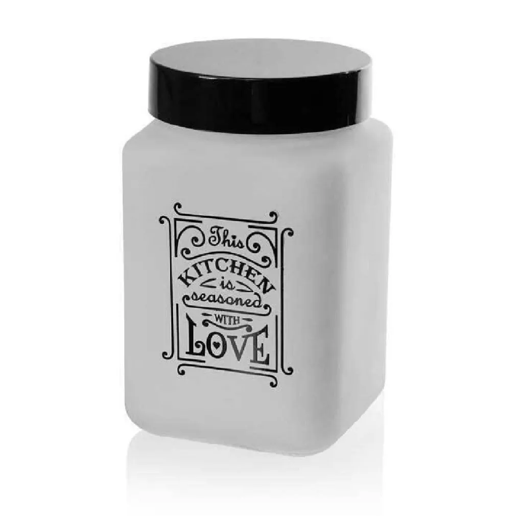 BARATTOLO CONTENITORE VETRO BIANCO QUADRATO MODERNO SATINATO 1,5LT 17CM 833519