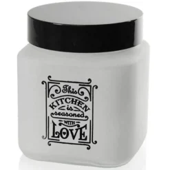 BARATTOLO CONTENITORE VETRO QUADRATO BIANCO MODERNO SATINATO 1000 ML 12CM 833502