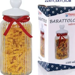 BARATTOLO IN VETRO CON TAPPO COPERCHIO IN CERAMICA DECORATO CUORE 1300 ML