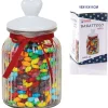 BARATTOLO IN VETRO CON TAPPO COPERCHIO IN CERAMICA DECORATO CUORE 1000 ML