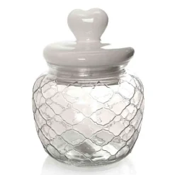 BARATTOLO IN VETRO CUORE TAPPO ERMETICO CERAMICA CONTENITORE CUCINA 1,5LT 742224