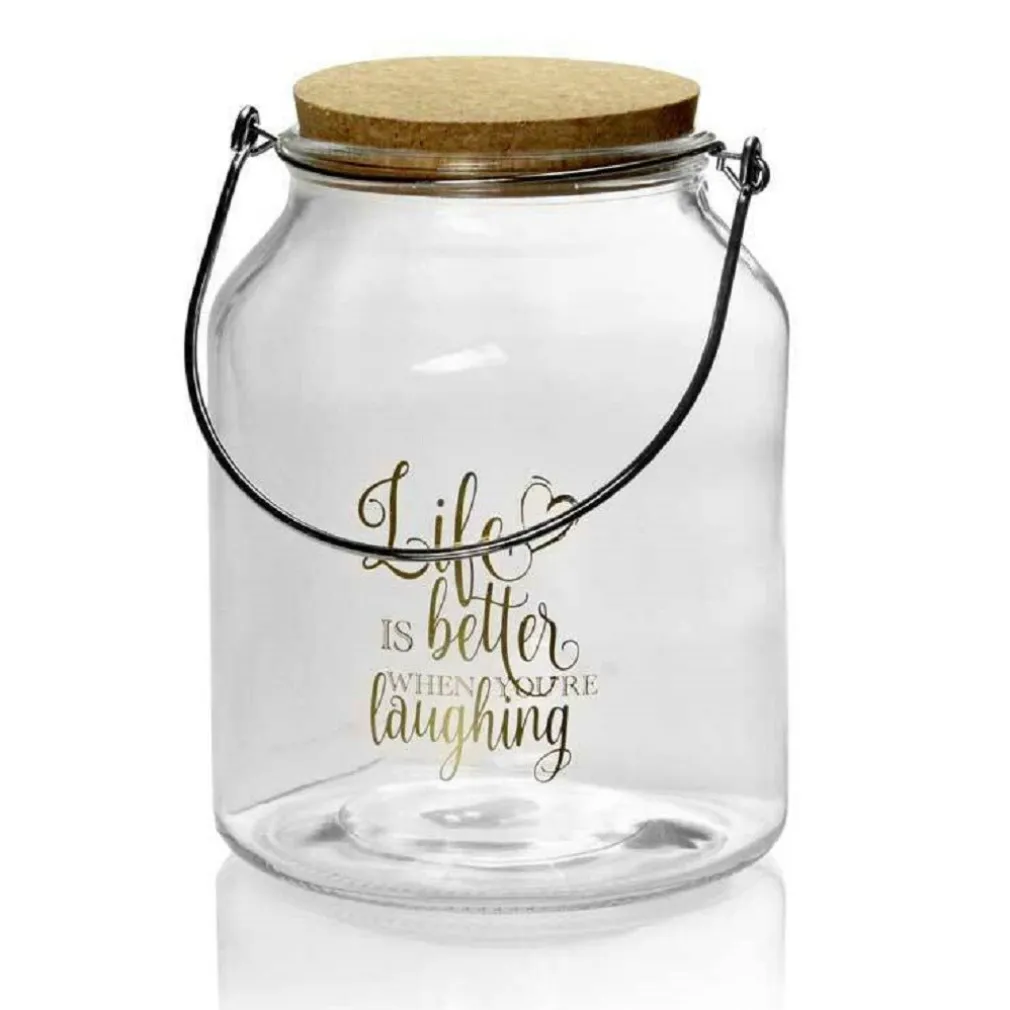 BARATTOLO IN VETRO MANICO METALLO TAPPO SUGHERO 3400ML 16X21,4CM DECORATO 758201