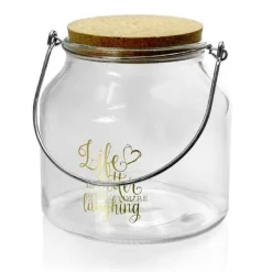 BARATTOLO IN VETRO MANICO METALLO TAPPO SUGHERO 2300ML 16X16,4CM DECORATO 758256