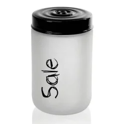 BARATTOLO SALE CONTENITORE IN VETRO SATINATO COPERCHIO NERO 660 ML 15X9CM 833250