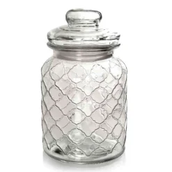 BARATTOLO VETRO CONTENITORE CUCINA ERMETICO MODERNO COPERCHIO 1400ML 22CM 742200