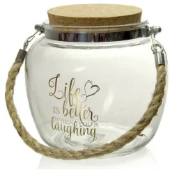 BARATTOLO VETRO MANIGLIA CORDA TAPPO IN SUGHERO 14.7X14CM DECORATO 1,5 LT 758386