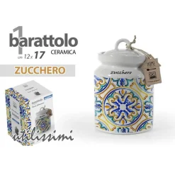BARATTOLO ZUCCHERO CERAMICA ERMETICO CUCINA BIANCO MEDITERRANEO 17X12 CM 818998