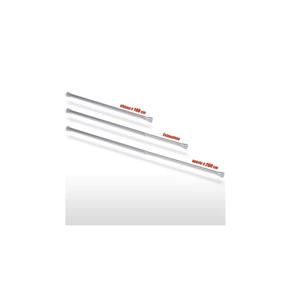 BARRA TELESCOPICA PER TENDA DA DOCCIA 140 CM FINO A 260 CM ALLUMINIO BIANCO