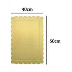 BASE PER TORTA RETTANGOLARE PIATTO SOTTOTORTA DORATO 40X50 CM CON BORDINO 31158