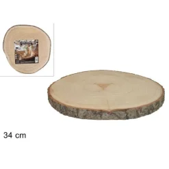 BASE TRONCO LEGNO NATURALE DECORATIVA DISCO PER ORNAMENTO DIAMETRO 34 CM ROTONDO