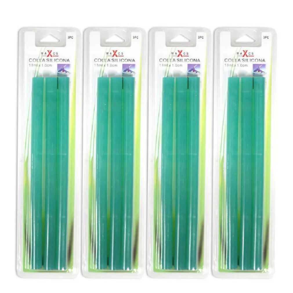 BASTONCINI COLLA 12 PZ PER PISTOLA A CALDO INCOLLATRICE VERDE 12PZ STICK 18X1 CM