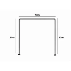 BASTONE ASTA PER TENDA DOCCIA BARRA A U TRE LATI ANGOLARE NERA 90X90X90 CM 87234