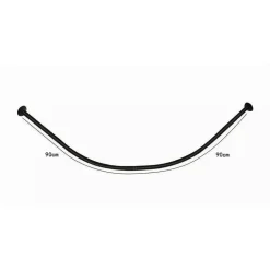 BASTONE ASTA PER TENDA DOCCIA BARRA CURVA ANGOLARE NERA 90X90CM UNIVERSALE 87236