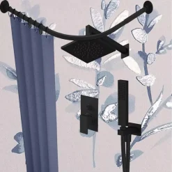BASTONE ASTA PER TENDA DOCCIA BARRA CURVA ANGOLARE NERA 90X90CM UNIVERSALE 87236