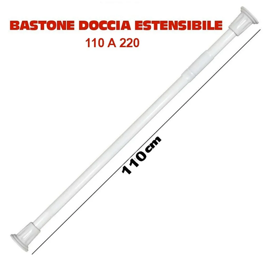 BASTONE ASTA TELESCOPICA PER DOCCIA TENDA ARMADIO ESTENSIBILE DA 110 A 200 CM