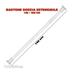 BASTONE ASTA TELESCOPICA PER DOCCIA TENDA ARMADIO ESTENSIBILE DA 140 A 260 CM