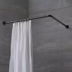 BASTONE ASTA TENDA DOCCIA BARRA A L 2 LATI ANGOLARE NERA 80X80CM UNIVERSALE 87235