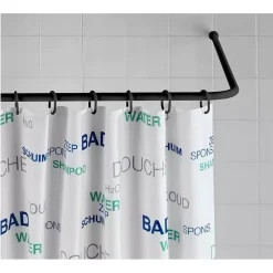 BASTONE ASTA TENDA DOCCIA BARRA A L 2 LATI ANGOLARE NERA 80X80CM UNIVERSALE 87235