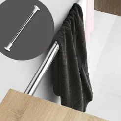 BASTONE ASTA TENDA DOCCIA BARRA TELESCOPICO 70-120CM ALLUMINIO PIEDINI BIANCHI 59796