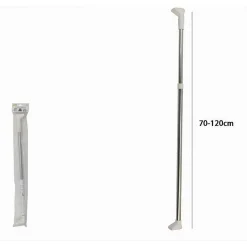 BASTONE ASTA TENDA DOCCIA BARRA TELESCOPICO 70-120CM ALLUMINIO PIEDINI BIANCHI 59796