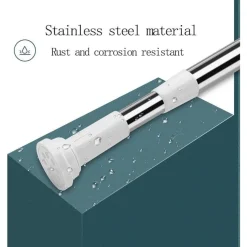 BASTONE PER TENDA DOCCIA ASTA REGOLABILE PALO TELESCOPICO IN ACCIAIO 110-200CM CON 3 GANCI