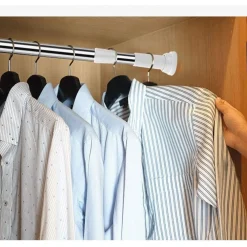 BASTONE PER TENDA DOCCIA ASTA REGOLABILE PALO TELESCOPICO IN ACCIAIO 110-200CM CON 3 GANCI