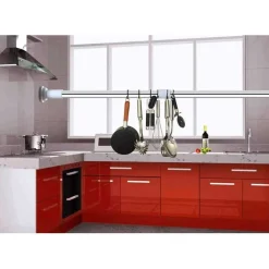 BASTONE PER TENDA DOCCIA ASTA REGOLABILE PALO TELESCOPICO IN ACCIAIO 110-200CM CON 3 GANCI